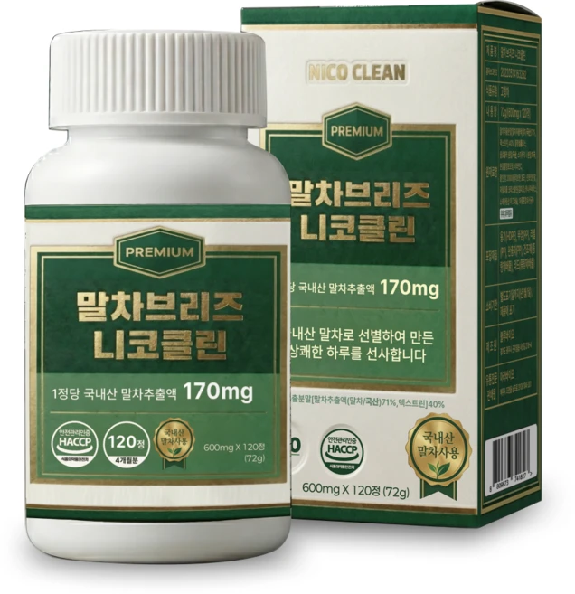 말차브리즈 니코클린 몰리브덴 스피루리나 클로렐라, 1개, 120정 - 쿠팡