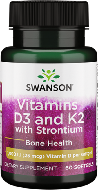 스완슨 비타민 D3 앤 K2 위드 스트론튬 1000IU 소프트젤, 1개, 60정