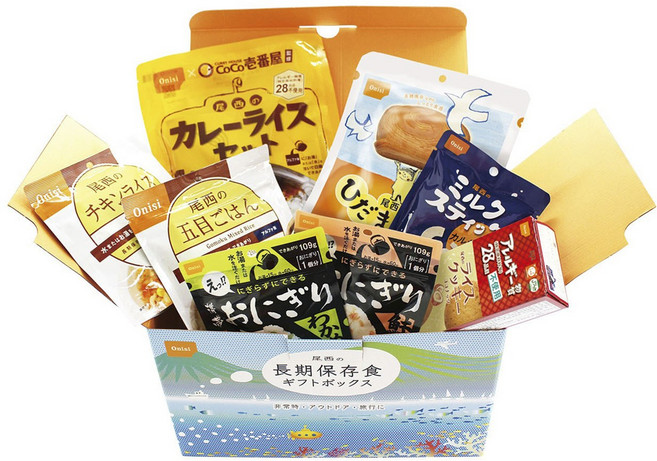 오니시식품 오니시의 장기보존식 기프트 박스 비상시 아웃도어 여행에, 1개, 109g