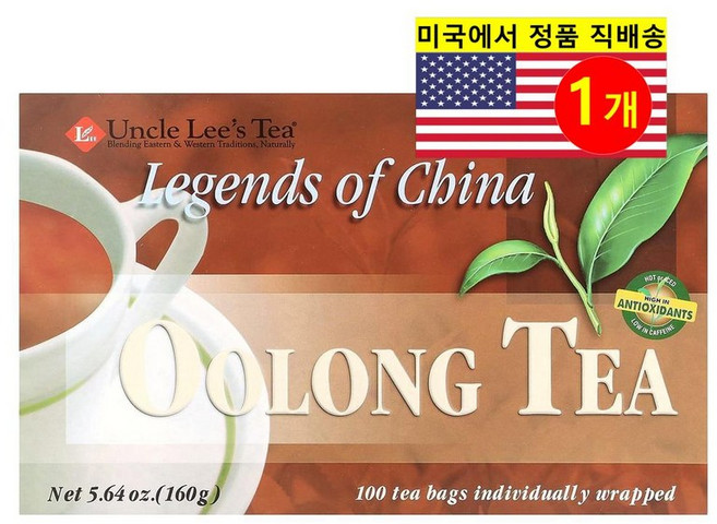 Uncle Lee's Tea 오가닉 허브 우롱차 무카페인 100개입 160g 1개