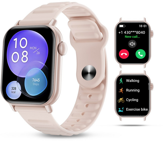 통화 기능이 있는 블루투스 스마트워치 1.83인치 HD 디스플레이 한국어 버전 배터리 수명 7일., Pink, 4.6cm