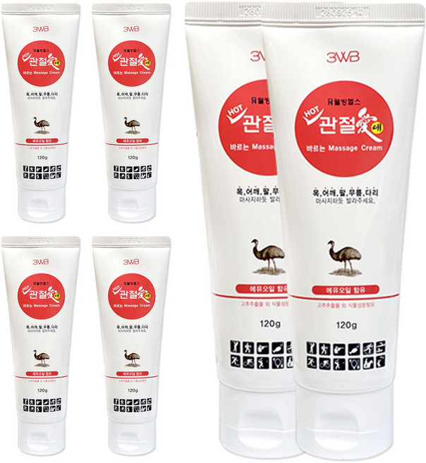 관절애 바르는마사지크림 튜브형, 120g, 6개