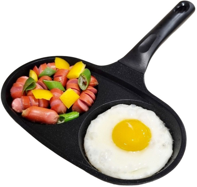 셰프라인 2구 에그팬 계란후라이팬, 1개, 22cm