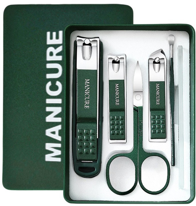 트리에 튀지않는 손톱깎이 6종 세트, 그린, 1세트