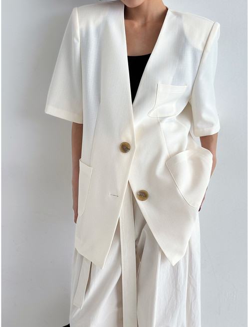 메종드모드 [자체제작] [당일발송]인생자켓 에브리핏 빅사이즈 반팔재킷 루즈핏자켓