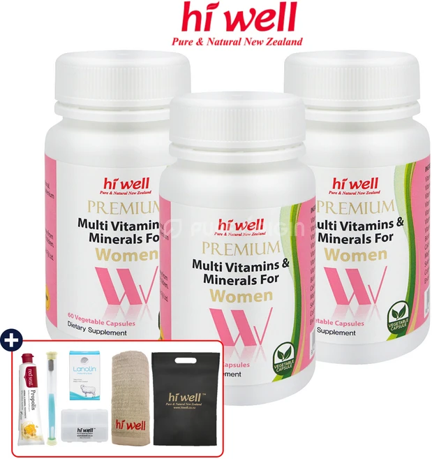 하이웰 뉴질랜드 멀티 비타민 미네랄 여성용 종합 영양제 60캡슐, 3개, 60정 - 쿠팡