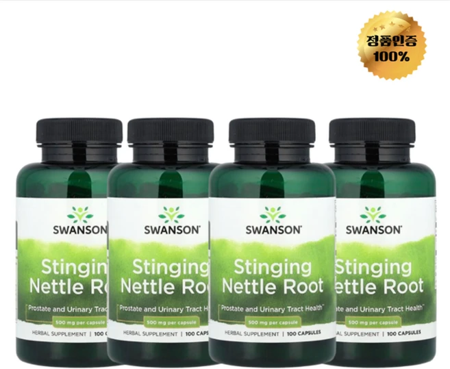 2+2 스완슨 쐐기풀 뿌리 500mg 캡슐 100정, 4, 4개 - 쿠팡