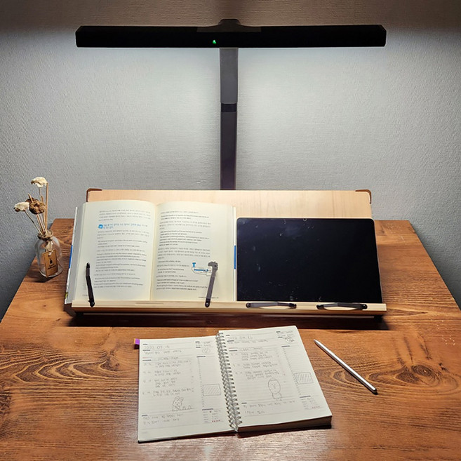 이앤위즈 트와이스 독서대 60M1 가로가 넓은 각도조절 북스탠드 책거치대, 브라운