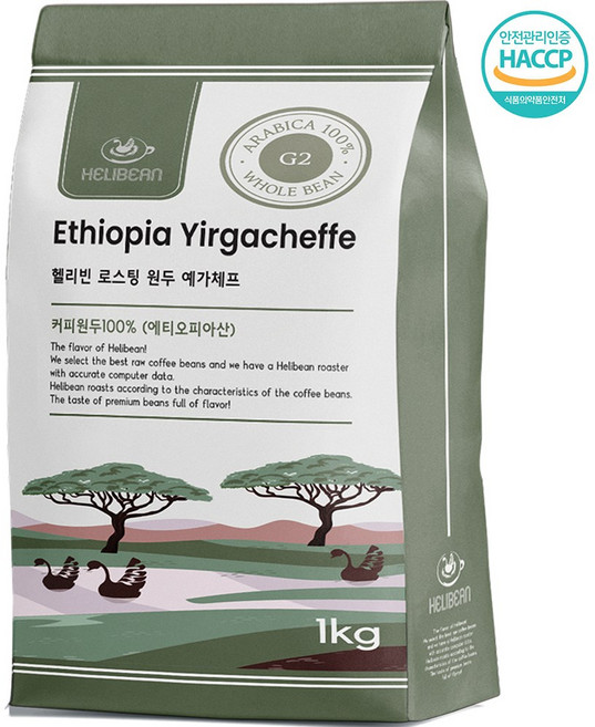 헬리빈 에티오피아 예가체프 원두커피 G2, 1개, 1kg, 홀빈(분쇄안함)