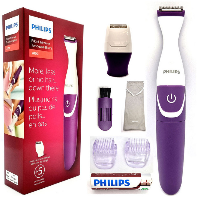 필립스 비키니 바디트리머 겨드랑이털 제거기 음모 팔 다리털 제모기 면도기 여성 라인 정리기, 1개, 1개입, 제모면도기