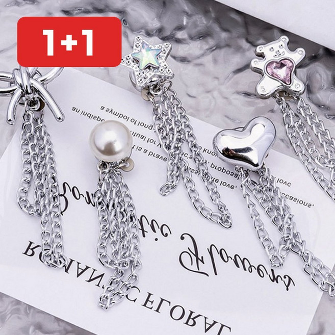 바지 기장 수선 옷 길이 조절 고정 체인 클립 의류 밑단 핀, 1개, one 하트