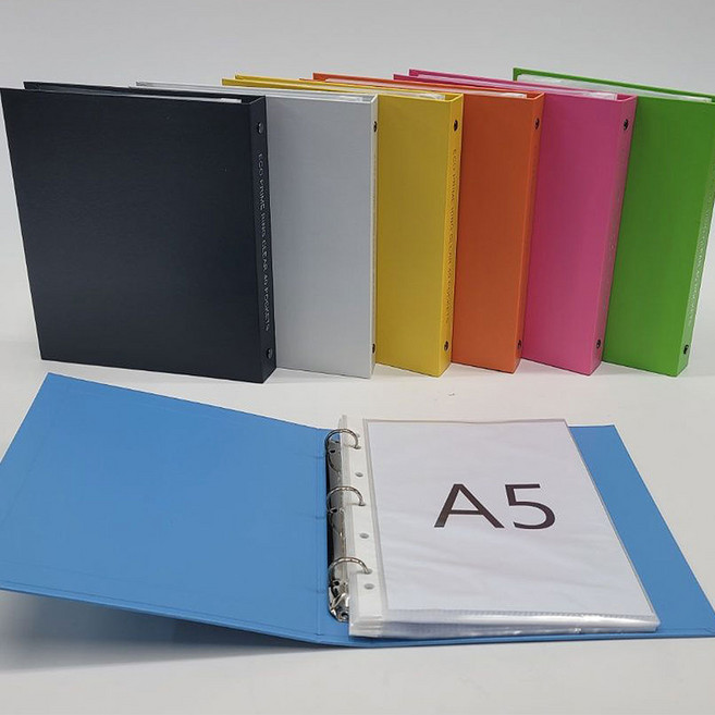 에코클리어화일 3공 링 클리어화일 A5사이즈, A5 에코(80매), 노랑