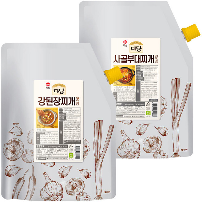 다담 강된장찌개양념 2kg x1개+사골부대찌개양념 2kg x1개, 2개