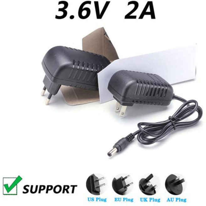 DC 조절 전원 코드 L형 오리피스 3.6V 2A 마사지 어댑터 3.6V 2000MA 3.5x1.35mm, 02 영국, 1개