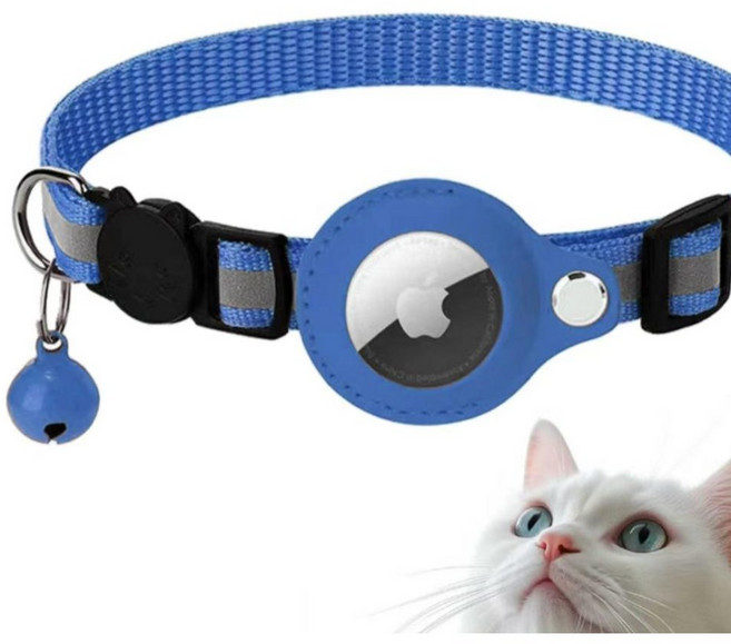 까마느 테일 반려동물 에어태그 커버 목줄, 1개, 블루