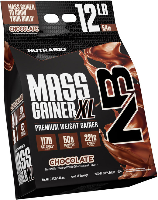 Nutrabio Mass Gainer XL 巧克力, 5.44kg, 1個
