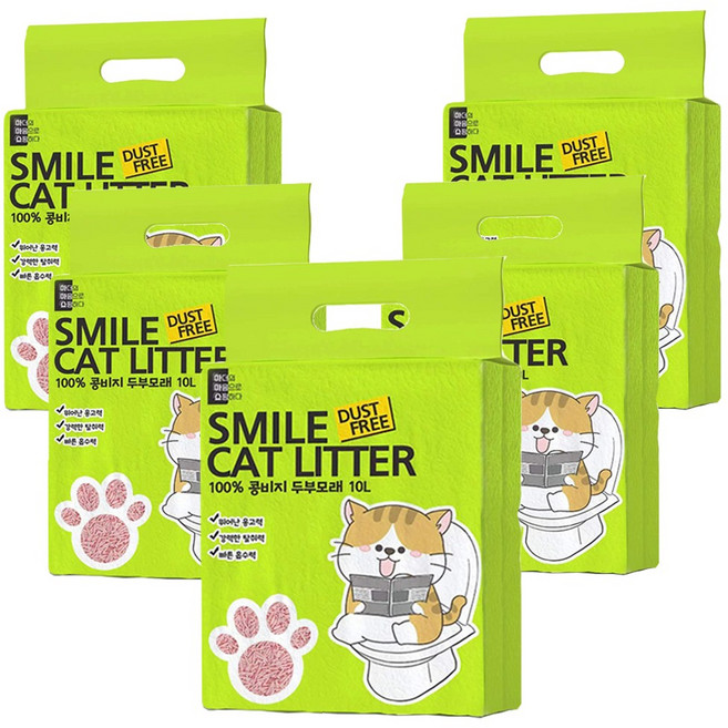 마마쇼 고양이모래 스마일 두부모래, 복숭아향, 5개, 10L