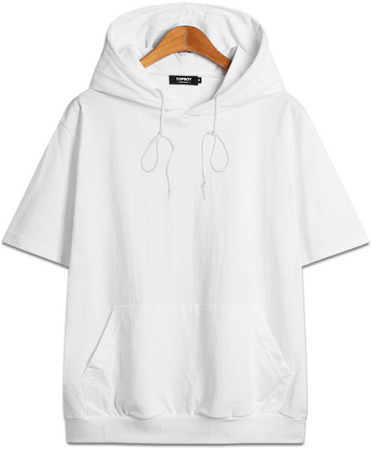 탑보이 남녀공용 20수 무지 후드 반팔티 (AB023)