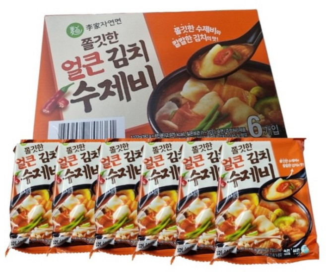 이가자연면 쫄깃한 얼큰 김치수제비 187g x 6, 1.122kg, 1개
