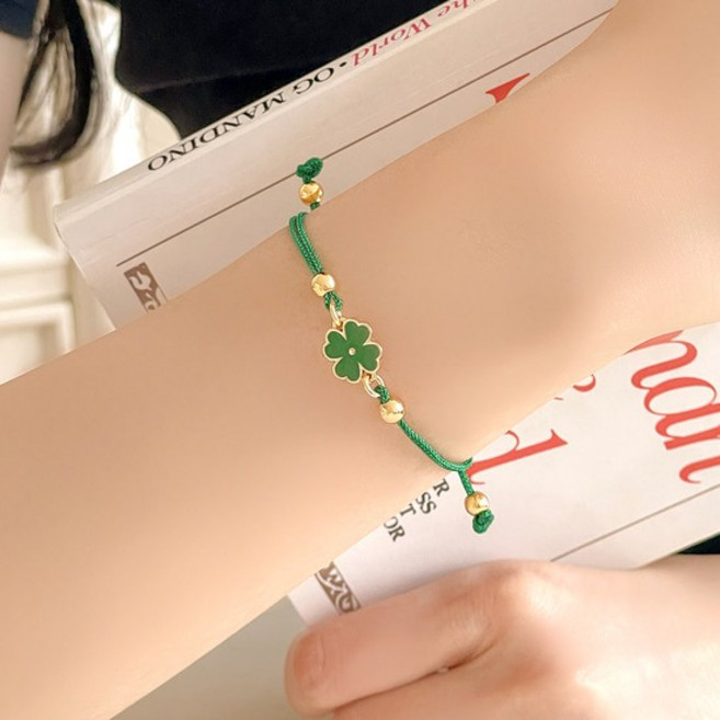 [선물포장] 네잎클로버 플라워 팔찌 (2컬러)