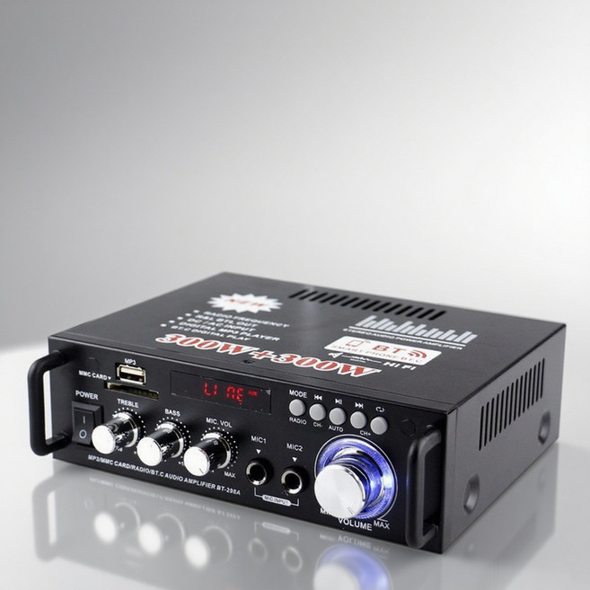 300W+300W 擴大機 MP3/MMC卡/收音機/藍牙, 1個, AV-298BT，黑色