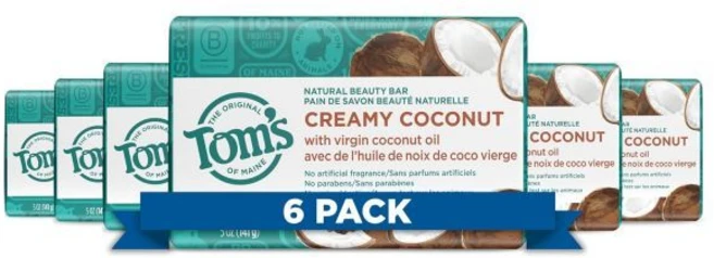 탐스 오브 메인 내추럴 뷰티 바 비누 크리미 코코넛 위드 버진 오일 5온스. 6팩 포장은 다를 수 있음 - 쿠팡