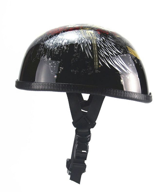 소두핏 헬멧 반모 레트로 빈티지 바가지 티티앤코 할리 아메리칸 하프, 12. 맷 블랙 M, 글로시블랙과 블랙드크로우스