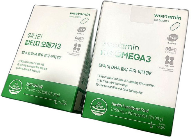초임계 오메가3 고순도 IFOS GOED 건강기능식품 비타민 D 함유 심혈관 건강 증진 60정 2개