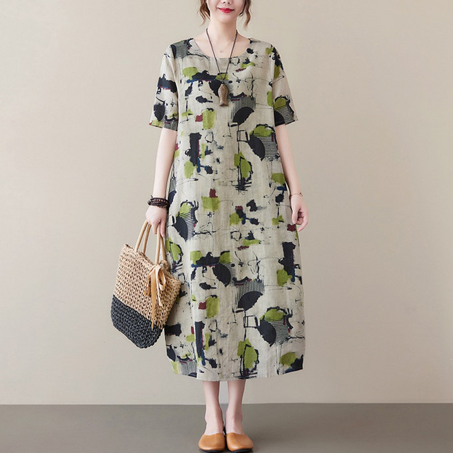 자칠 여성 인견 원피스 블라우스 빅사이즈 옷 여름 비치 휴양지 60대 여성