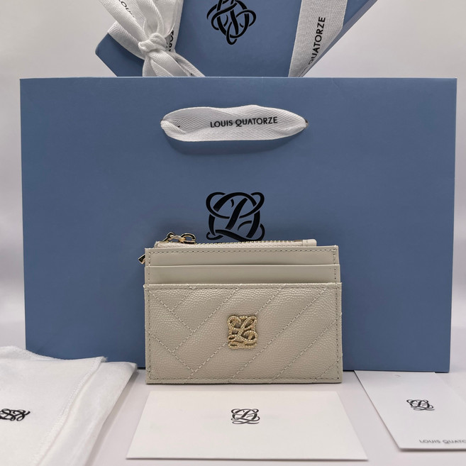 LOUIS QUATORZE 루이까또즈 소가죽 여성카드지갑 아이보리 백화점A/S