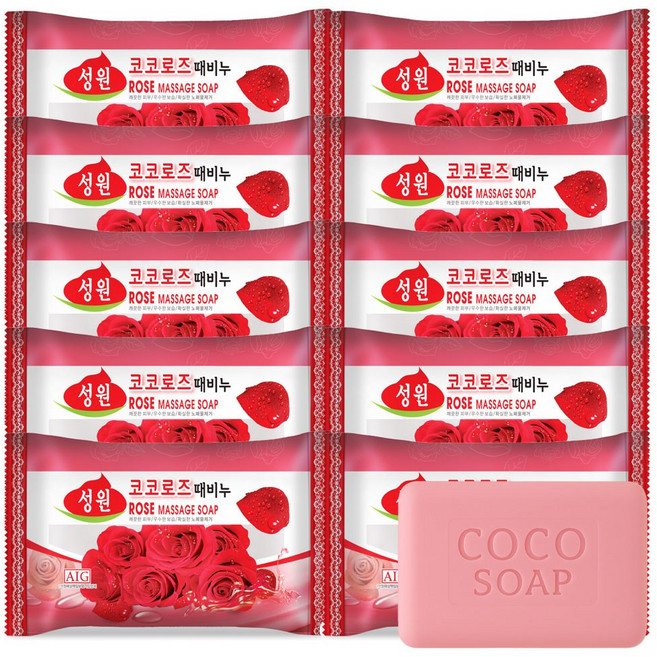 코코 로즈 때비누 10개 성원화장품 피부케어 피부관리 보습 노폐물제거 향비누, 10개입, 150g