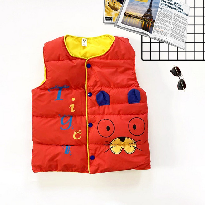 兒童羽絨背心 男童女童輕型保暖夾棉馬甲 紅 版小