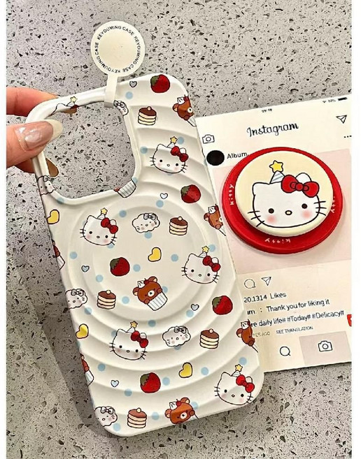 티류으스 생일모자 키티 캐릭터 마그네틱 거치대 아이폰 16 프로 맥스 호환 휴대폰 케이스 15 14 lyj