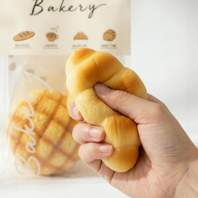 올리올망 빵 말랑이 스퀴시 스트레스 해소 볼 장난감, 1세트, 베이지