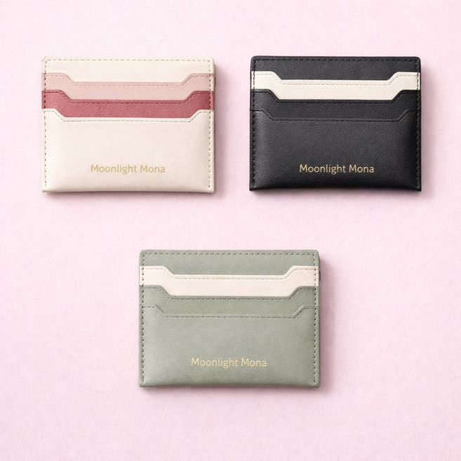휴마이 컬러배색 양면 여성 심플 슬림 카드지갑