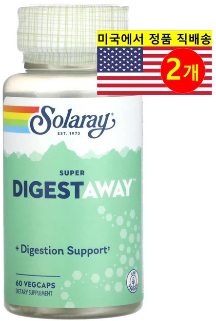쏠라레이 슈퍼 다이제스트 어웨이 60 베지캡슐, 2개, 60정 - 쿠팡