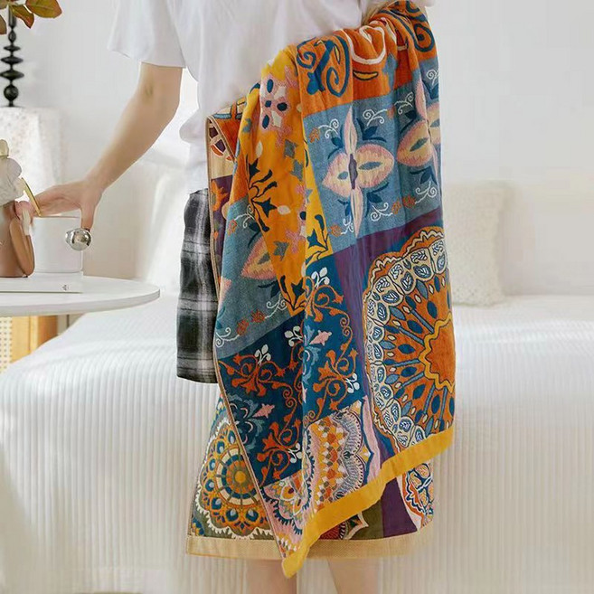 요가 매트 명상 담요 명상에 차크라 손으로 순수 다채로운 블루 휴대용 요가담요