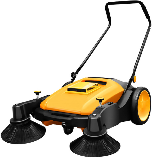 手推式掃地機 55L大容量集塵箱 可折疊收納 多種地面適用, 黃/黑, 手推式掃地機 (1050 高天窗版)