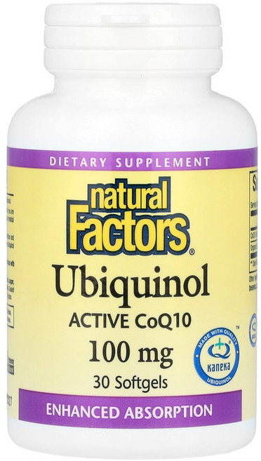 NATURAL FACTORS 내추럴팩터스 유비퀴놀 코큐텐 100mg 30소프트젤, 30정, 1개