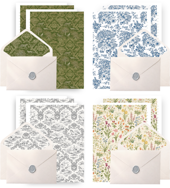 무해해 예쁜 고급 편지지 4p + 편지봉투 4p + 실링 왁스 스티커 4p 세트, 4종 세트, 1팩