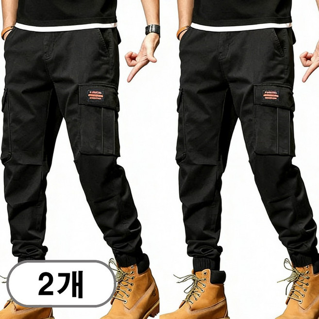 차쿠 1+1 남성 여름 봄 카고 바지 캐주얼 조거팬츠 빈티지 일자 바지 빅사이즈 작업복바지