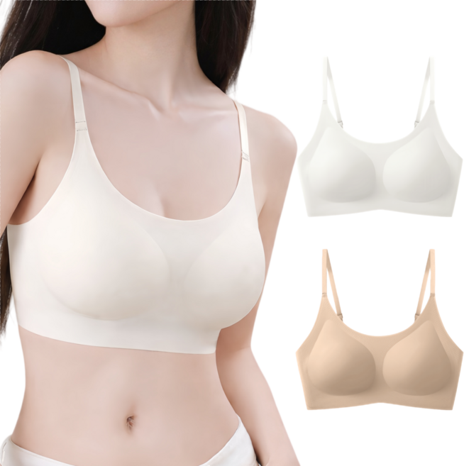 FLY Style 노라인 심리스 여성 노와이어 브라 2P 티셔츠 안 비치는 밀착 브래지어