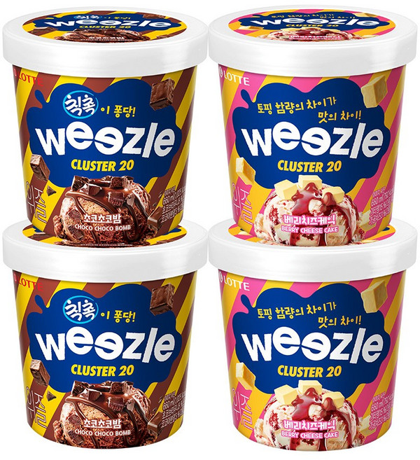 위즐 초코초코밤x2+베리치즈케익x2, 1세트, 2.64L - 아이스크림 파인트