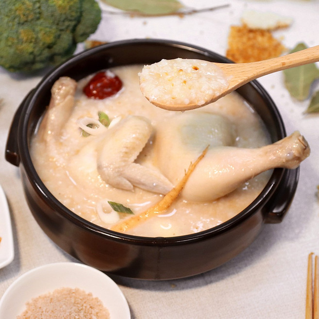 끓임의미학 구수한 누룽지 닭고기살 간편식 누룽지 반계탕 2/4, 2개, 800g