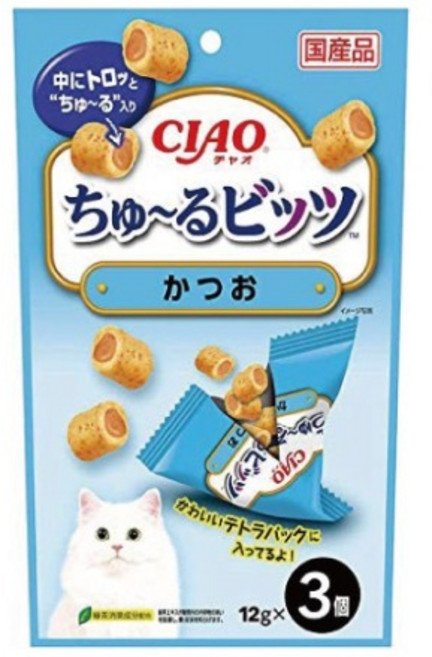 CIAO 迷你夾心肉泥捲餅乾 12gx3入, 1個, 鰹魚