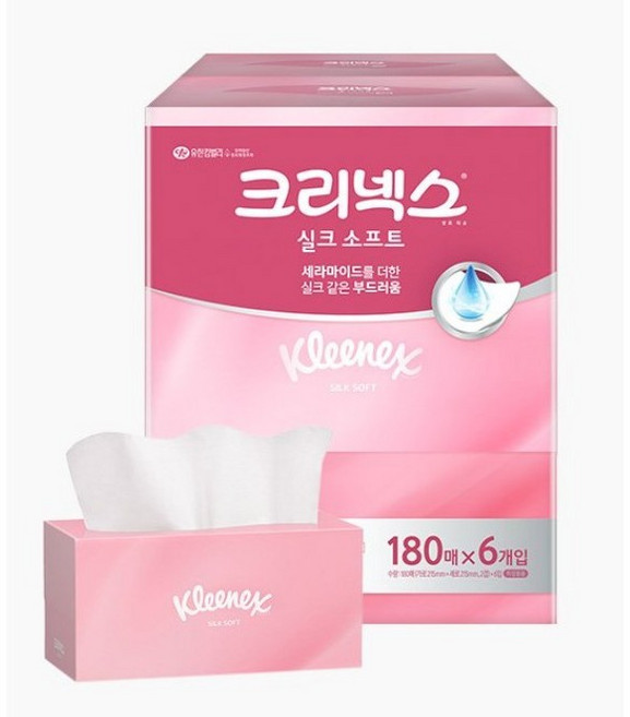크리넥스 실크소프트 미용티슈 각티슈 180매 6입 X 1EA, 1개