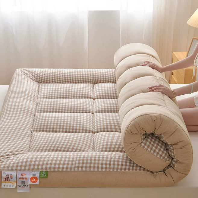 포근 사계절 통세탁 두꺼운 침대 토퍼 매트리스, 카키색