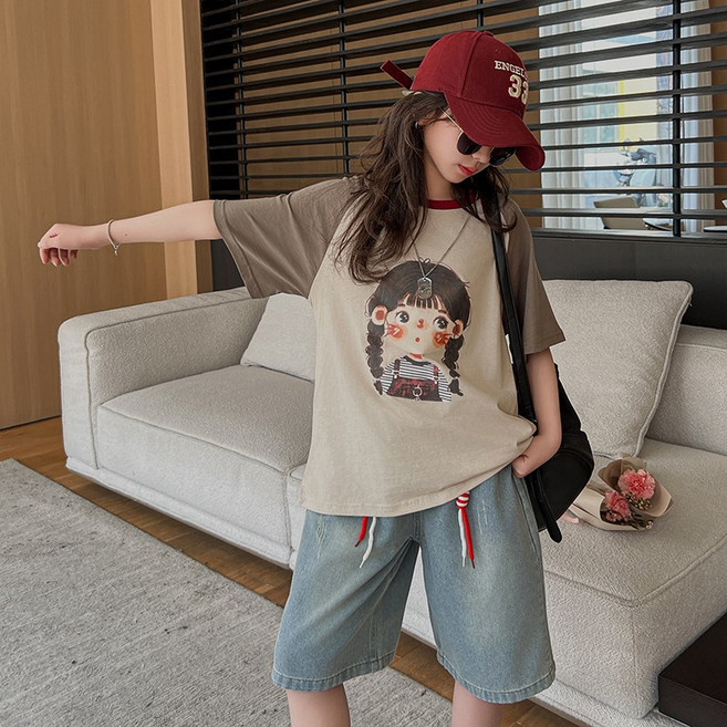 2위 - 밀크봉봉 초등생 여아 반팔+반바지 세트(G80)