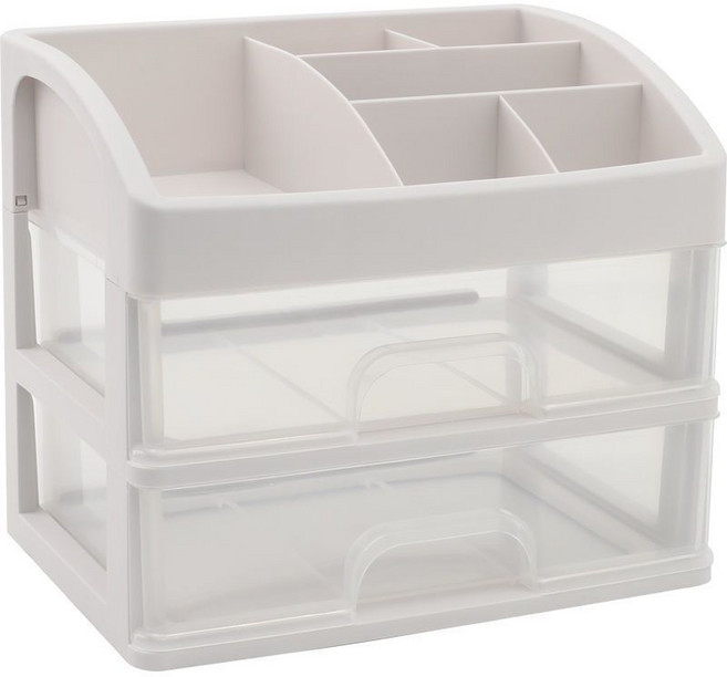 슈네트 플라스틱 화장품 수납 정리함, 아이보리 2단, 1개