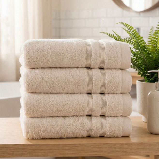 송월타올 오가닉 프리미엄 세면타월 코마사 30수 170g, 무염색, 4세트